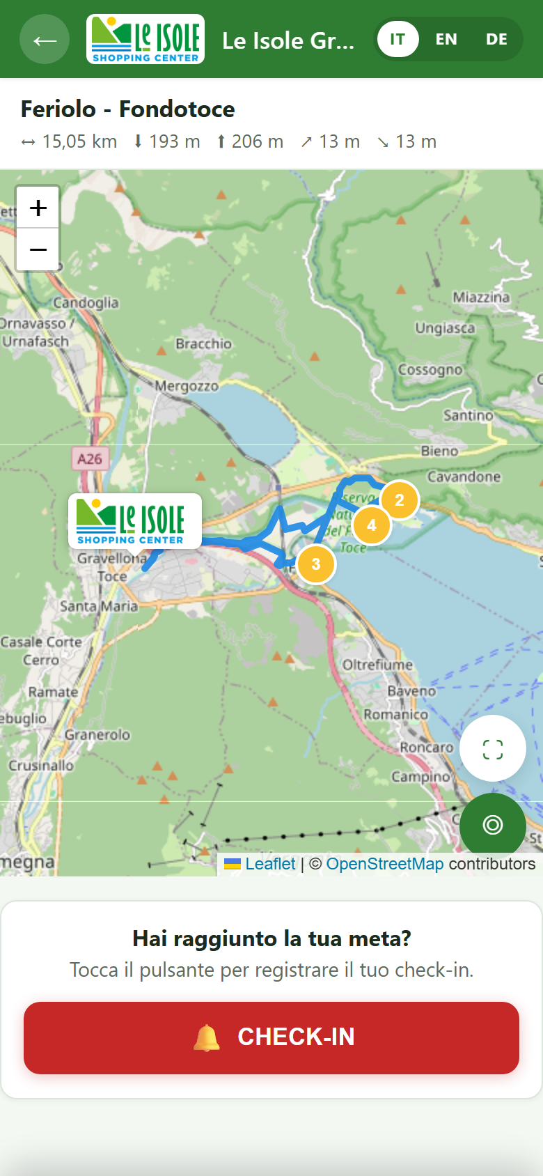 Anteprima mappa percorso con marker POI